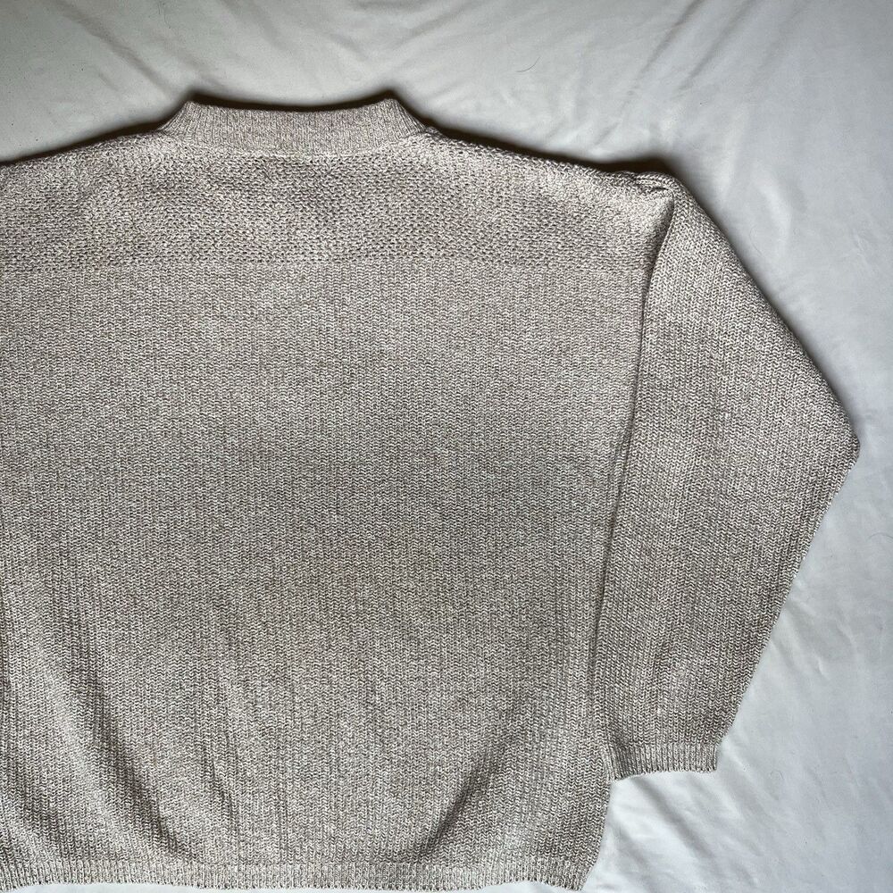 Vintage Eddie Bauer Sweater Mens XL Beige Henley 90s Ribbed Grandpa USA Made - Picture 9 of 10